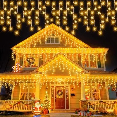 600 LED Icicle Lights 15M Super Bright Christmas Snowing Effect Outdoor Light UK