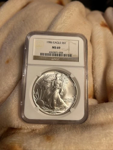 1986 American Silver Eagle First Year Of Issue NGC 69