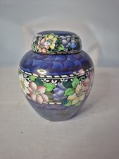  Maling Blue Lustre 'Garland' Ginger Jar With Lid 7" 
