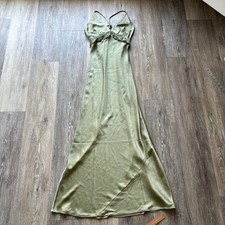 Reformation NWT Madrigal Artichoke Green Satin Maxi Slip Dress Size S