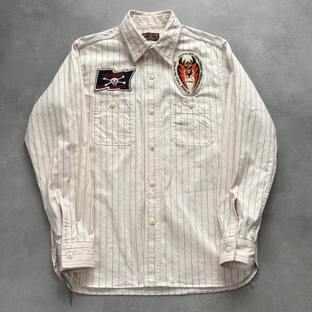 BUZZ RICKSONS Herringbone Striped Work Shirt Size… - image 1