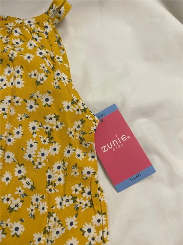 ZUNIE Girl's XSmall 4/5 3 Piece Summer Set: 1 Pair Shorts + 2 Tops Yellow Floral - Picture 3 of 3