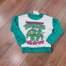 Green Vintage 1990 Teenage Mutant Ninja Turtles Kids Sweater Size Small 4 3A