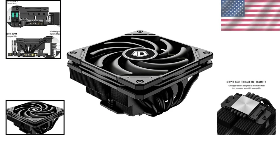 IS-55 Black Ultra-Quiet CPU Cooler with 5 Heatpipes for Mini ITX Systems - Image 2 of 4