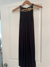 Michael Kors, Sleeveless Navy Dress With Metal Hardware Neck Line