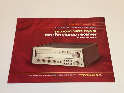 Realistic STA-2000 Original Owners Manual 31-2075 Near Mint Very Rare