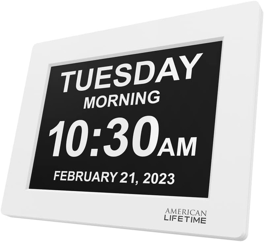 Extra Large Digital Day Clock for Impaired Vision with 5 Alarms & Backup