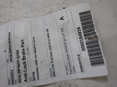 Anti-Lock Brake Part Assembly AWD Fits 16-17 INFINITI QX50 438835