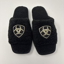 NEW ARIAT Sherpa Lined Cozy Chic Square Toe Fuzzy Black Slippers Size 8 Women  s