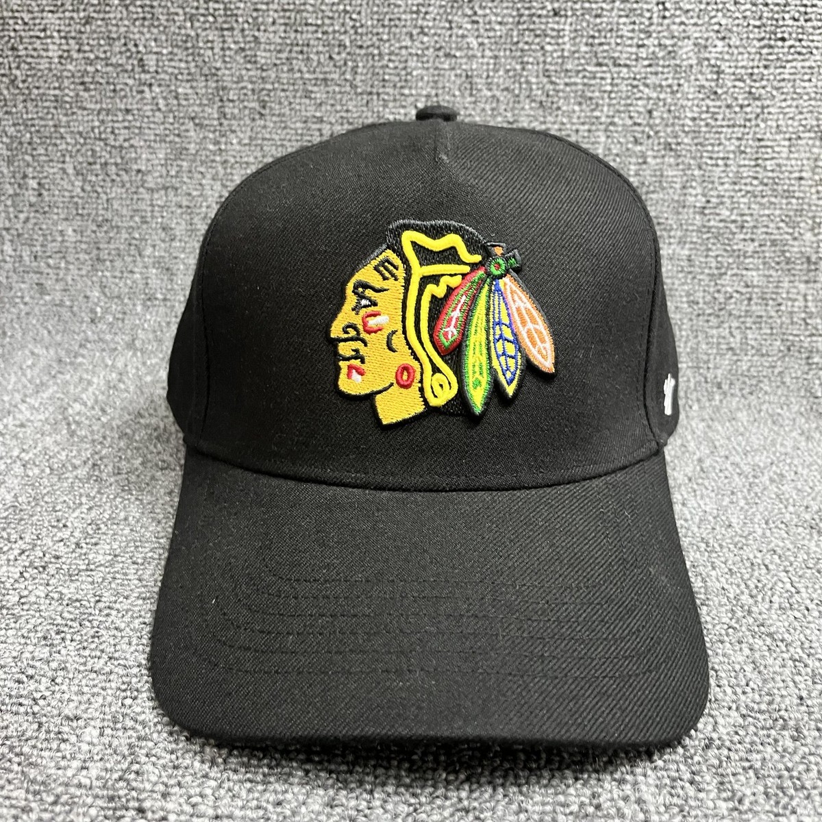 '47 Brand Chicago Blackhawks NHL MVP Snapback Hat Black Adjustable Cap New