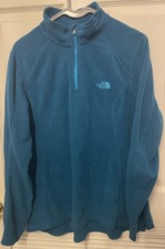 The North face Women XL Teal Blue Fleece 1/4 Zip Pullover A1JP Outdoor Hiking
