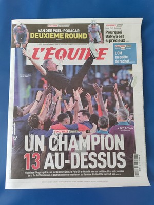 PARIS SAINT GERMAIN / JOURNAL L'EQUIPE 6/4/2025 / DER 13. MEISTERTITEL!