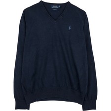 Used Ralph Lauren POLO RALPH LAUREN V-neck cotton knit sweater men's size L ...