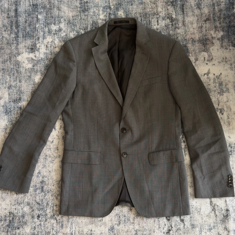 Hugo Boss Huge6/Genius5 Traje Calce Ajustado Gris Oscuro US 38R Lana Virgen Pantalones Rotos Foto 2 de 4