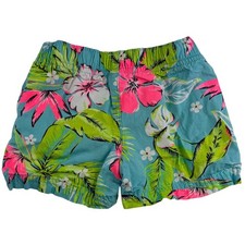 Carter's Girls Shorts Tropical Floral Elastic Waist 2T Blue Pink Cotton