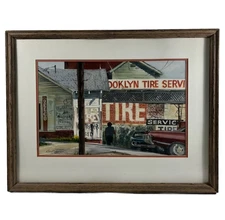 DAVID SOLOMON AMERICAN BROOKLYN NY CARS ILLUSTRATION WATERCOLOR VINTAGE PAINTING