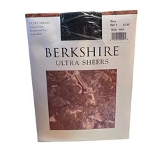 Vintage Berkshire Ultra Sheer Control Top Reinforced Toe Size 4 Navy Blue 4419