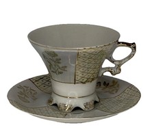 Brinn?s Lusterware Porcelain Footed Teacup & Saucer Iridescent Vintage