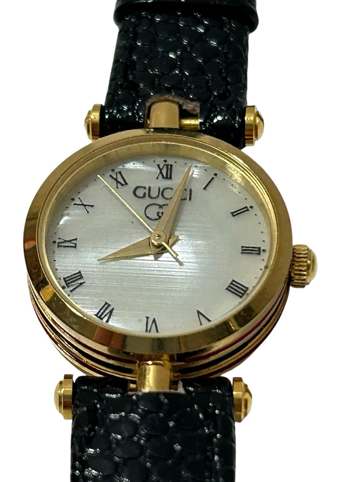 Montre Vintage Gucci 2040L   Quartz 22mm Femme Cadran Doré Fabrication Suisse avec Boîte