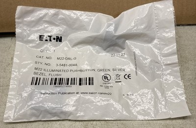 EATON CORPORATION M22-DRL-G / M22DRLG  Silver Bezel Flush Button 3-5481-004A 