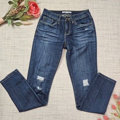 Boston Proper Womens Distressed Skinny Jeans Dark Wash Ripped 570100212 Size 0