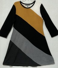 Marc New York Sweater Dress Womens Medium Black Colorblock 3/4 Sleeve Knit