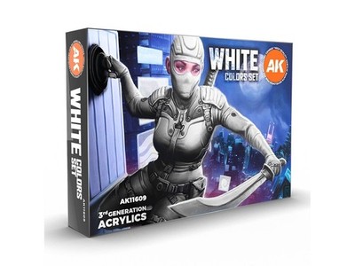 AK Interactive - White Colors - 3rd generation - Acrylic paint set, AK11609