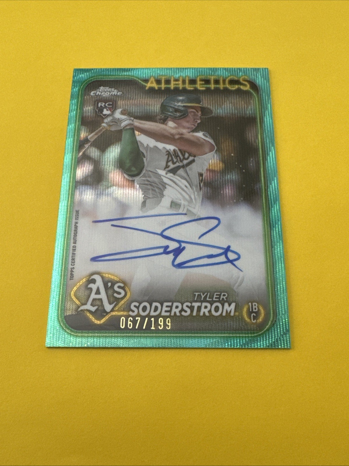 2024 Topps Chrome Tyler Soderstrom RATSO Rookie Auto Aqua Wave Refractor /199 RC
