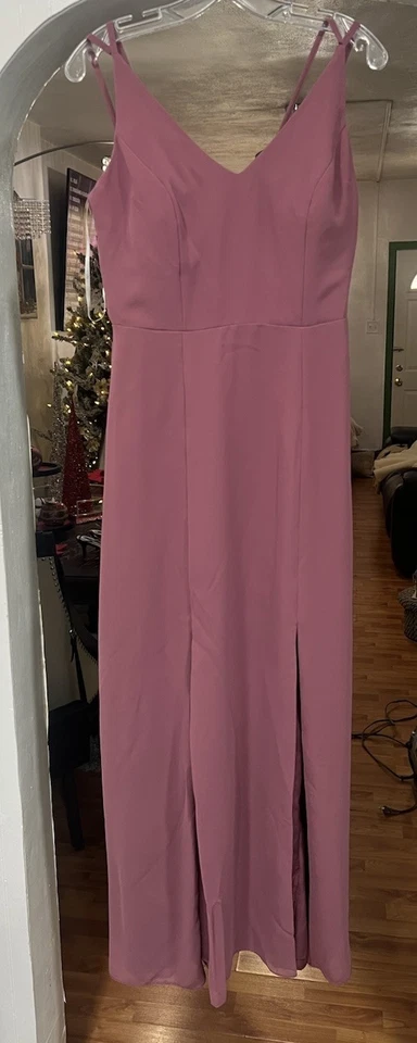 Social Bridesmaids 887 Doble Stap Crepe Dreses Dusty Rose Zs 8 Foto 4 de 4