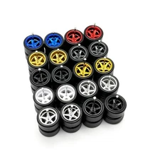 10x Sets Mix Advan V2 13/13mm DEEP DISH Wheels Rubber Tires for 1/64 Scale Cars