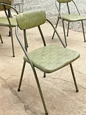 4 Lot Vintage Cosco Hamilton MCM Folding Chairs Avocado Green Mid Century Modern