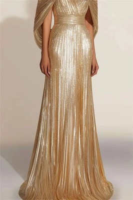 a line gold prom dress A-line Gold Sequin Spaghetti Straps Long High Slit Evening Prom Dresses,  Cheap Custom Prom Dresses, MR8082 main image 0