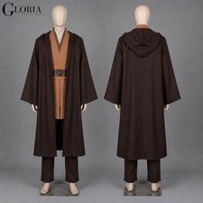 Star Wars Obi Wan Kenobi Jedi Master Cosplay Costume Hooded Cloak Set Tunic Robe