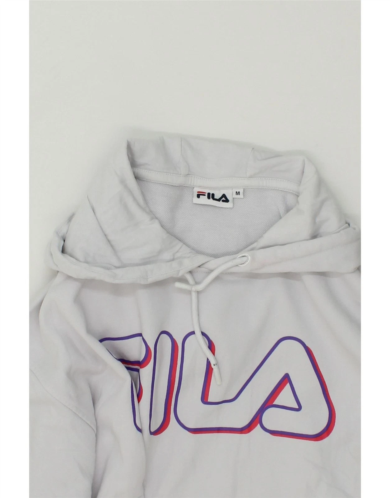 OFF WHITE FILA maglione donna grafico con cappuccio UK 14 medio bianco sporco cotone CJ06