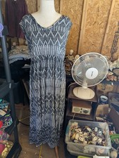 Faded Glory Women's XL Black Geometric Sheath Maxi Dress Sleeveless Round Neck