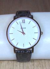 CLUSE Dress Watch White Face Rose Gold Leather Strap 3ATM