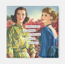 Square Magnet Time For Trouble 2x2 inch Printed On Recycled Paper UV Resistance