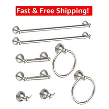 8-Piece Brushed Nickel Bathroom Accessories Set - Elegant  Durable Design