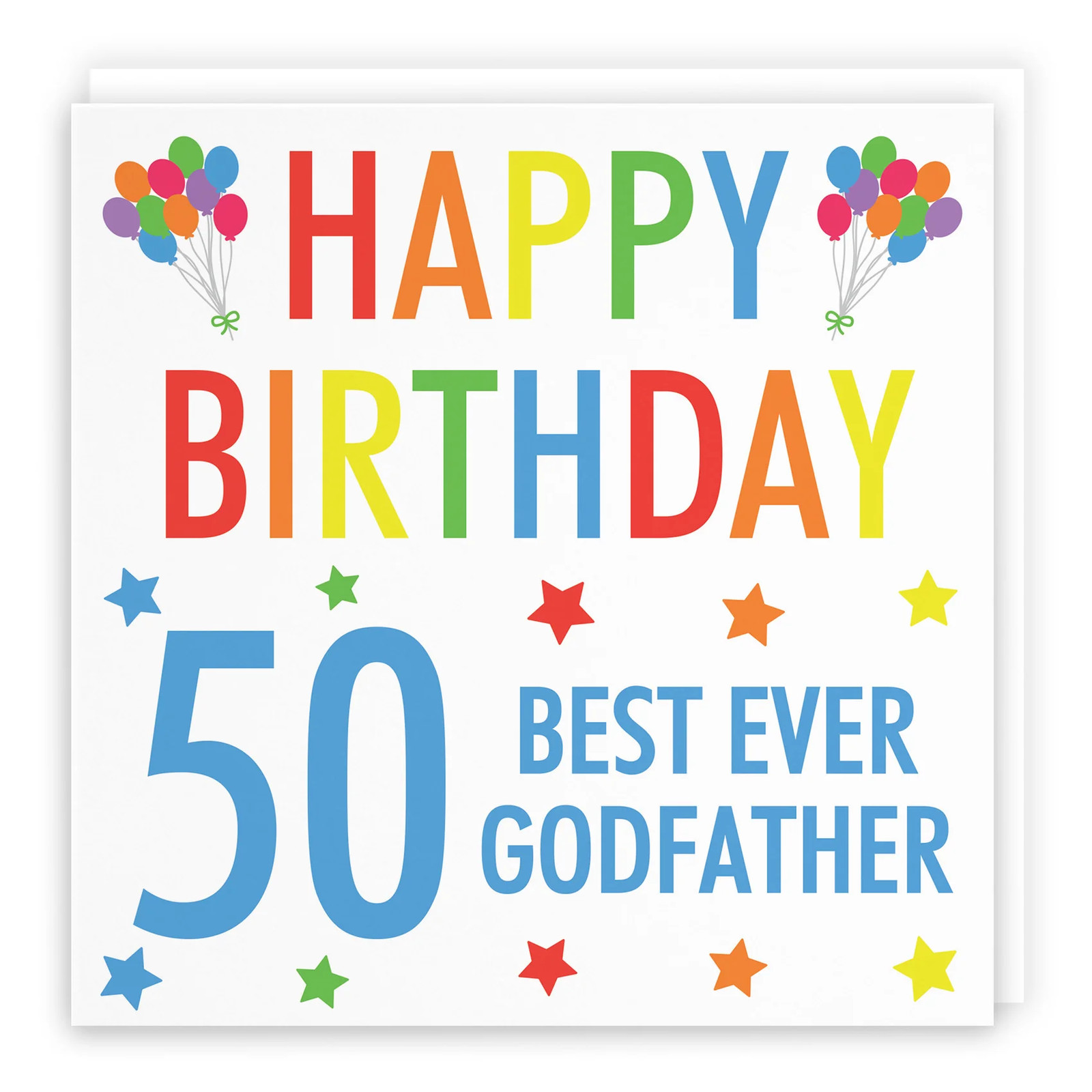 50th Godfather Birthday Card Colourful