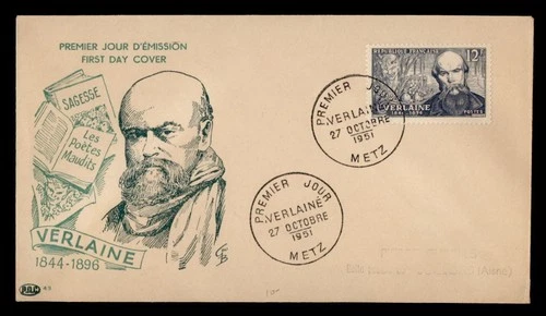 DR WHO 1951 FRANCE FDC VERLAINE PAC CACHET M76564