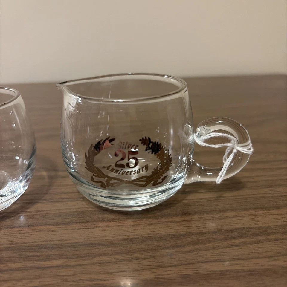 West Virginia Weston Glass 25th Anniversary Cream and Sugar Set - Image 3 of 4