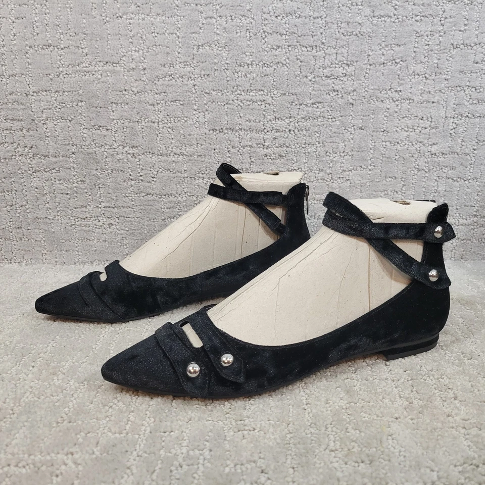 Marc Fisher Velvet Womens Size US 7.5 M Black  Ballet Flats Slip On Shoes - Image 2 of 4