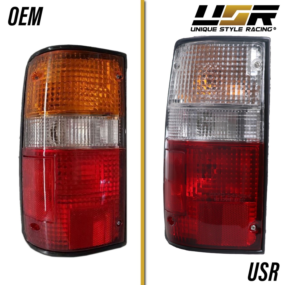 DEPO Red Clear Tail Lights Lamps for 1989-1995 Toyota Pickup Truck