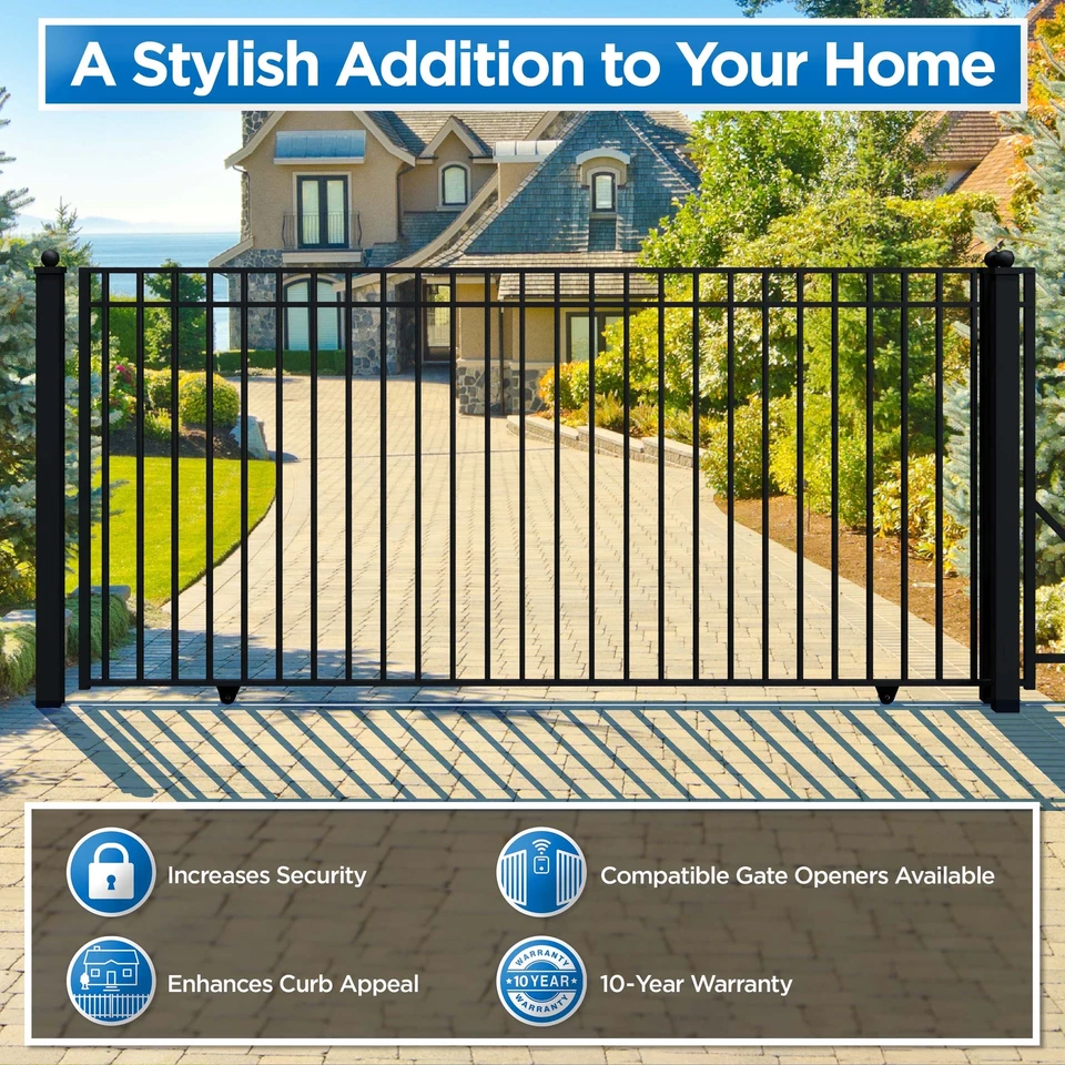 ALEKO Automated Yard Steel Sliding 16' Driveway Gate Madrid Style with Opener - Image 4 of 4
