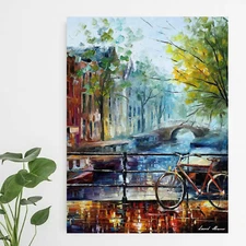 Leonid Afremov BICYCLE IN AMSTERDAM 30"x24" LIMITED EDITION GICLEE ORIGINAL
