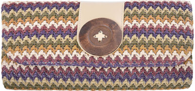 Edle Retro BUTTON Vintage Raffia Basttasche 40s CLUTCH BAG FDH3087 Rockabilly