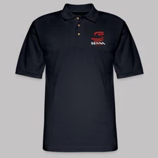 Ayrton Senna Men's Printed Midnight Navy Polo Shirt Size S to 3XL