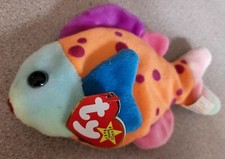 Ty Beanie Baby Lips the Fish 8" Beanbag Plush Tropical Colorful 1999 With Tag