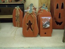 Fall Home Décor Luminary Pumpkin with Star- Amish Made in USA