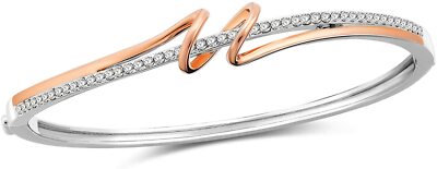 SNZM Armreif Armbänder für Damen in Silber rosevergoldet, Kristalle aus Swarovski